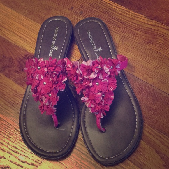 montego bay club flower flip flops